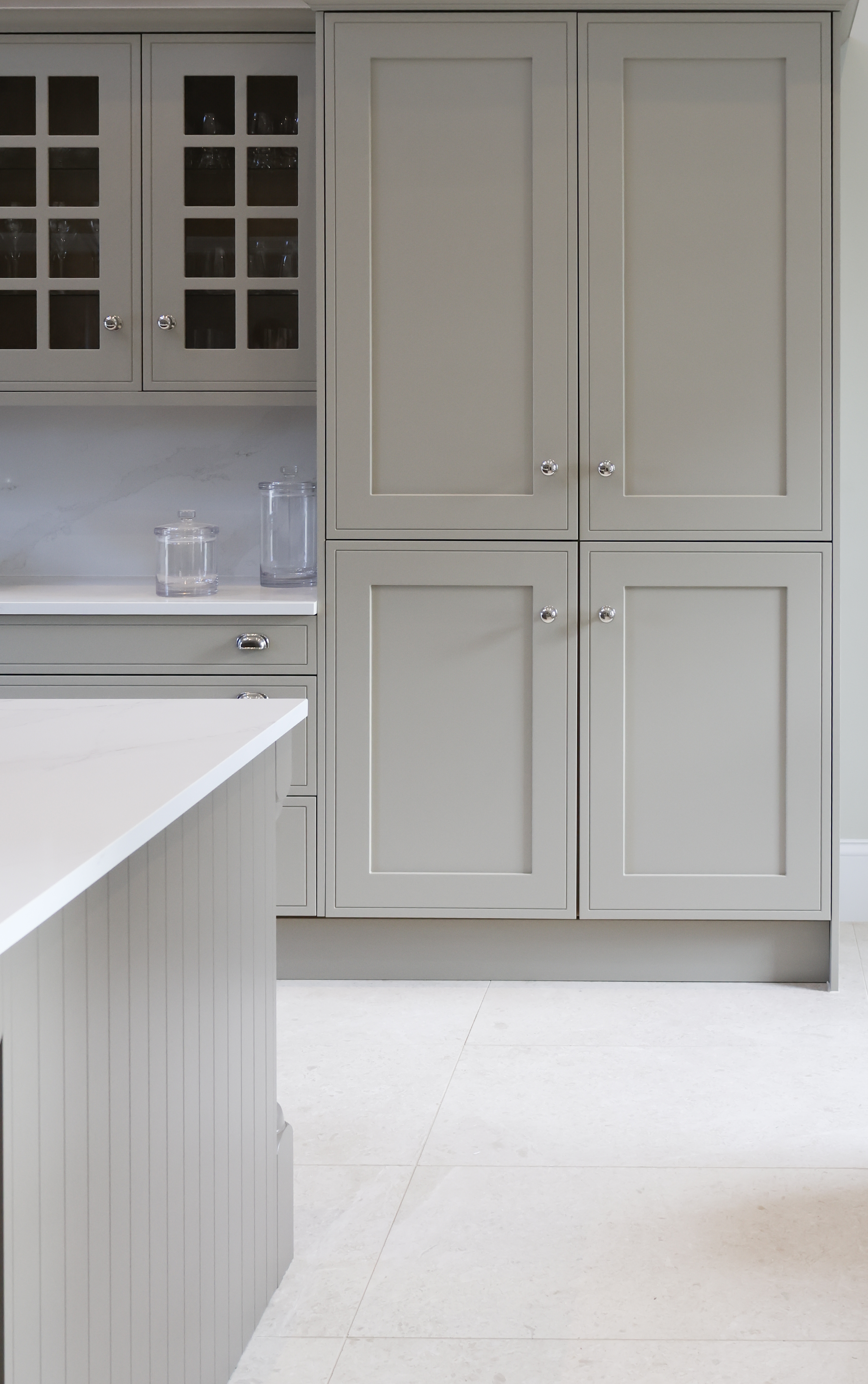 Kitchen cabinet details showing smooth spray finish